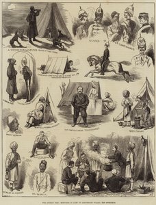 La guerre afghane, croquis en camp par le lieutenant Pulley, 3e Goorkhas